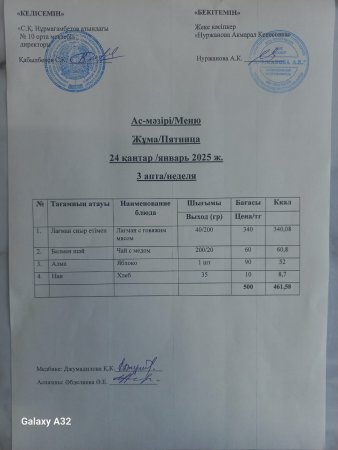 24.01.2025 Ас мәзірі
