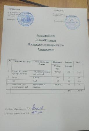 11.09.2025 ж. Ас мәзірі